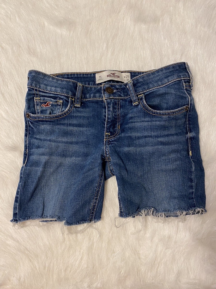 Hollister Jean Shorts Womens Size 1S W25 L31 Blue Denim Cut Off