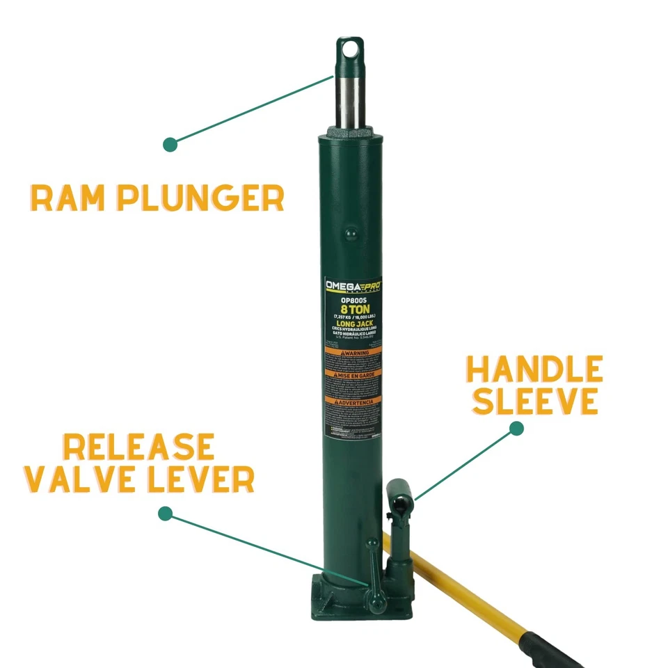 Gato Ram Largo Hidráulico - Capacidad de 8 Toneladas con Base Plana para Auto Garaje Tienda,... Foto 4 de 4