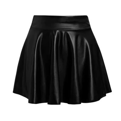 Mehrzweck Elastisch Mini Kurzer Rock Damen Kunstleder Röcke Hohe Taille für S