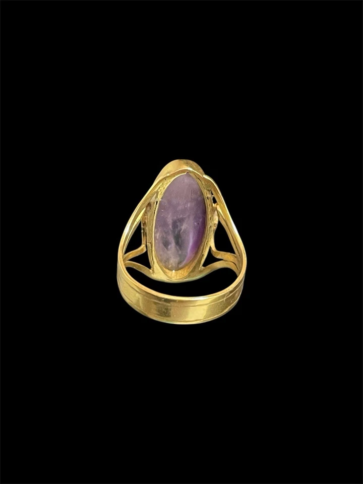 Anello con ametista e argento 925 placca D Oro - Immagine 4 di 4