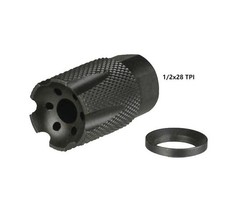 Compact Short Low Concussion Muzzle Brake 1/2x28 TPI .223 5.56 Free Washer