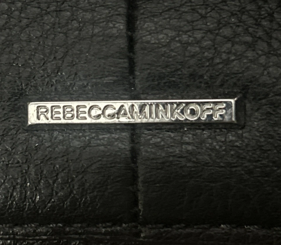 Rebecca Minkoff Regan Satchel Bag Large Black Pebbled Leather Silver Tote - Image 4 of 4