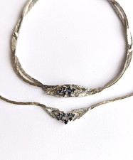 SET antik Collier + Armband doppelreihig mit Blautopas Silber 835  13g (3441)