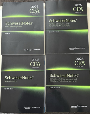 Kaplan SchweserNotes CFA Level III 2026 Textbook Set Finance bundle : excellent 