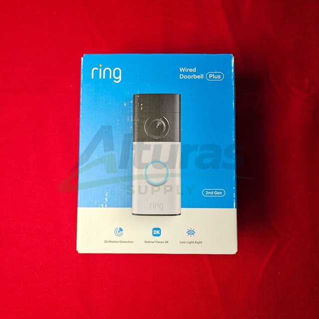 Ring Wired Doorbell Plus, SILVER, Retinal 2K New+Sealed