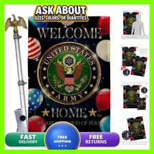 Breeze Decor Welcome Home Army Burlap Flag Small Double-Sided Made in USA