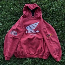 Sudadera con capucha vintage Y2K Honda Racing Fox L sudadera de gran tamaño roja motocross MX ATV