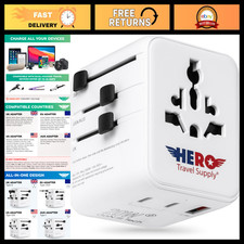 Universal Travel Power Adapter - Worldwide Plug for Europe, UK, US, Asia  2 USB