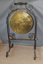 Impressive Antique fine quality Art Nouveau Brass and Wrought  iron Dinner Gong