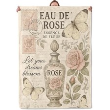 Vintage Rose Floral Butterfly Blanket Gifts for Women Adults, Soft Warm