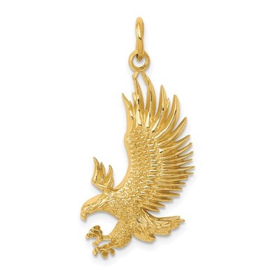 14k Gelbgold Adler Anhänger schwebender Vogel Charm patriotisches Symbol Halskette