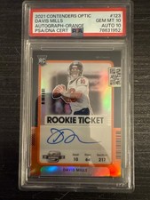 Davis Mills 2021 Panini Contenders Optic Orange Prizm Auto /20 #123 PSA 10 10