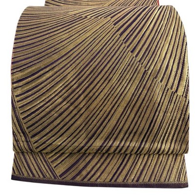 Unknown Brand Obi Silk Geometric Gold Thread 450cm 31cm Ready to Use