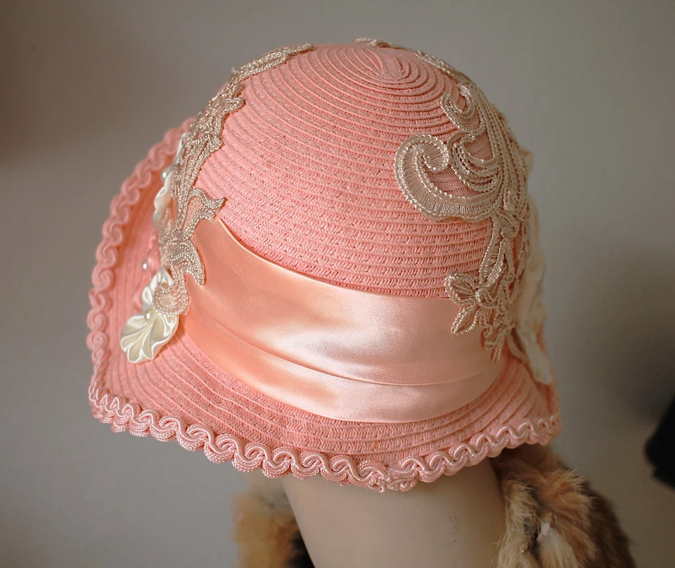 1920s Vintage Style Flapper Wide Brim Summer Hat - Image 4 of 4