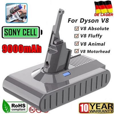 MARKENLOS 9000mAh Akku Für Dyson V8 Ersatzakku SV10 Animal Absolute Staubsauger Sony Cell