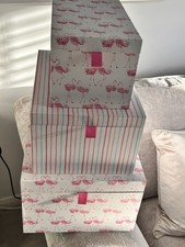 Set of 3 lovely LAURA ASHLEY stackable STORAGE BOXES in “Pretty Flamingos”