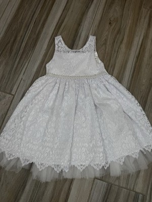 American Princess Formal Dress Girls 6X White Sleeveless Sequin Pearls Lace  | eBay
