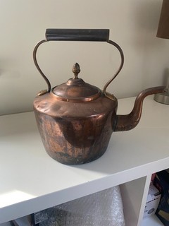 Vintage Antique Large Copper & Brass Kettle Weight 1.35kg H 30cm