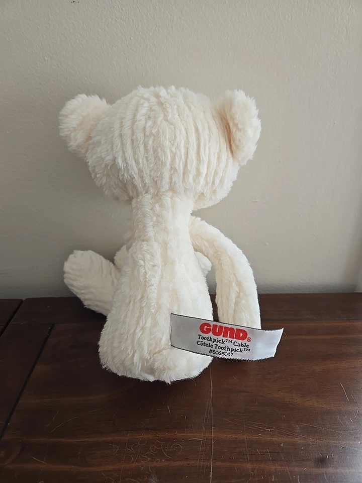 Gund SpinMaster toothpick bear white 15 inch teddy Cotele - Image 3 of 4