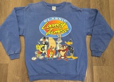 Vintage 1993 Warner Bros. Looney Tunes Graphic Print TAZ BUGS BUNNY Sweatshirt L
