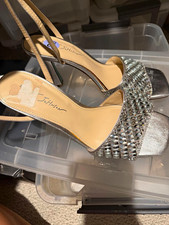 Betsey Johnson Silver Rhinestone Slingback Open Toe Stiletto Heel Women 9