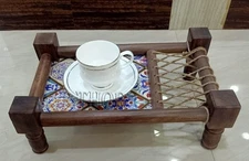 Traditional Decorative Asian Cot Tray for Snacks & Drinks | North Indian Deco...