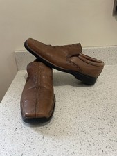 Clarks Men?s Flex light Leather Tan Slip Ons Loafers Size 9