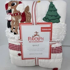 Pottery Barn Kids Rudolph Baby Quilt Christmas New