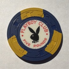 Playboy Club London Casino Chip &pound;5 Five Pounds Blue & Yellow