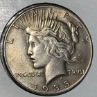 (1) AU 1935 (P) Peace Silver Dollar 90% - Almost Unc - Philadelphia Mint CH AU