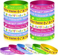 Braccialetti Pasqua Silicone Bambini Coniglio,Uova,Gadget Festa DIY 24pz