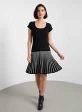 FRENCH CONNECTION Dress Size 8 Black & White Knit Stripes Party Work