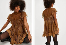 Free People Starry Eyed Mini Dress - Bronze/Brown - MEDIUM - RRP £158 - BNWT