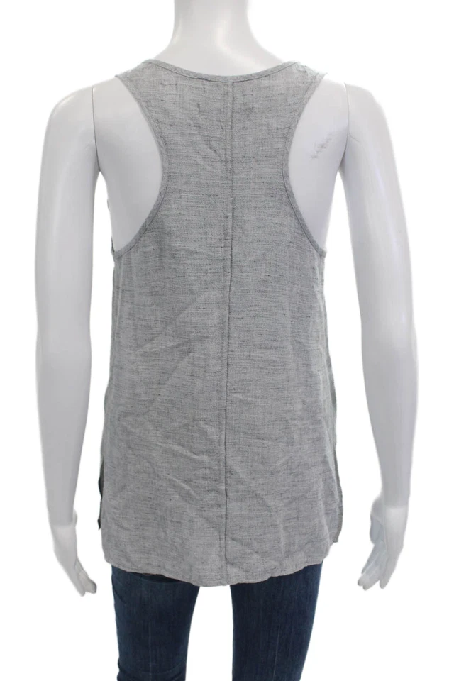 Camiseta sin mangas básica de mezcla de lino gris marca J para mujer talla XS Foto 3 de 4