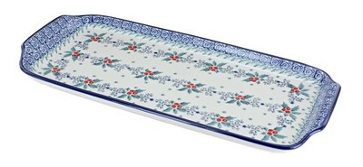 Blue Rose Polish Pottery December Joy Bread Tray