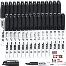 Permanent Markers, 30 Pack Black Permanent Marker set,Fine Point, Works on