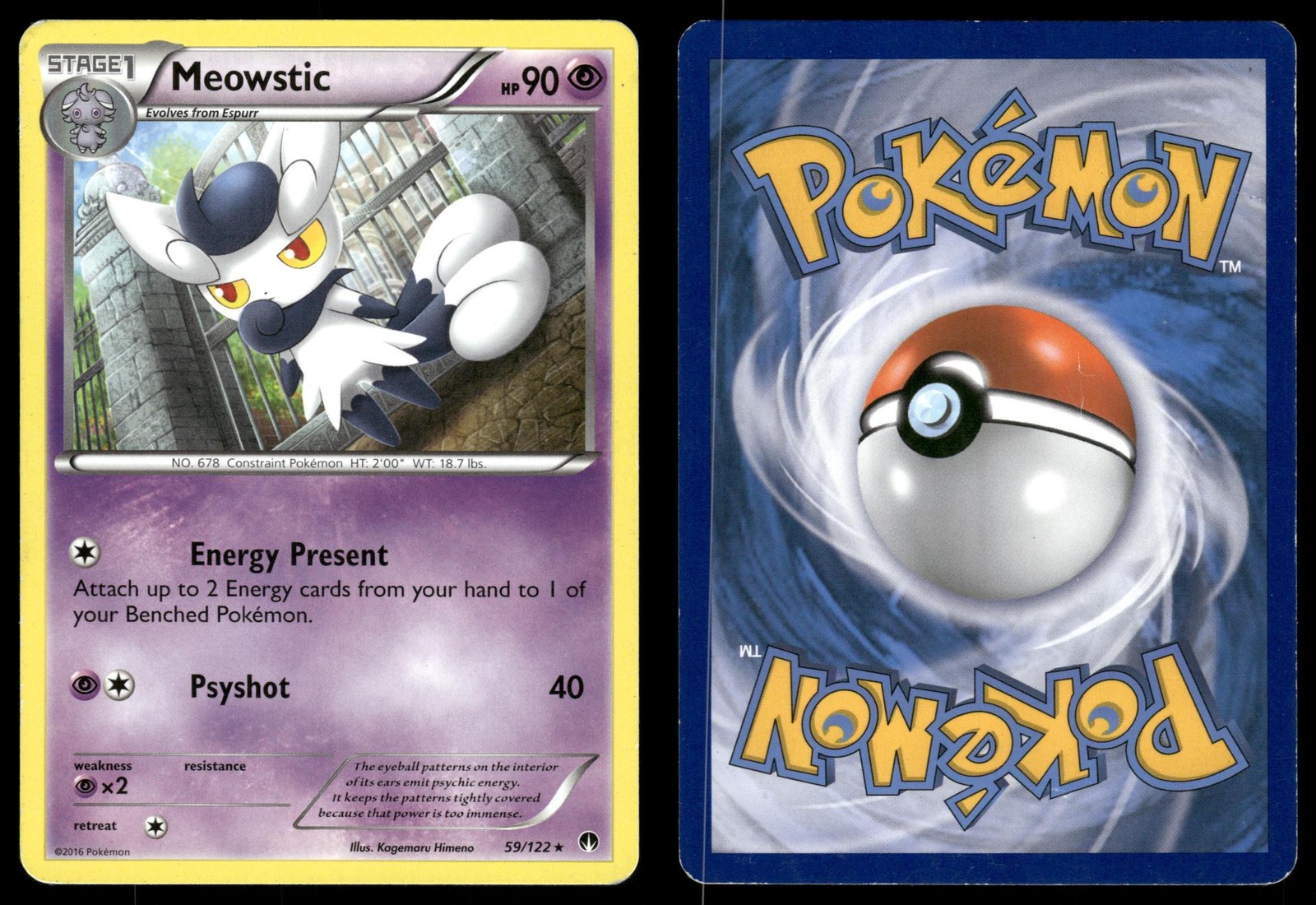 Meowstic 59 HEAVILY PLAYED BREAKpoint 122 Pokemon