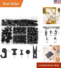 200 Pieces Push Pins Thumb Tacks Black Push Pins for Cork Board, 5 Style for ...