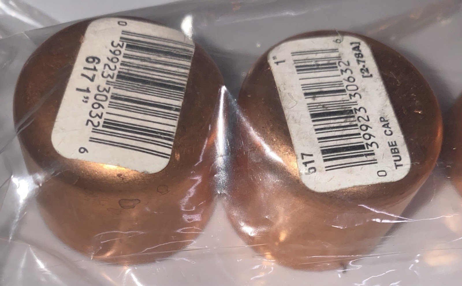 Lot of 2 EVERBILT 1-inch Copper Pressure Tube End-Cap Fittings, Model # C617HD1