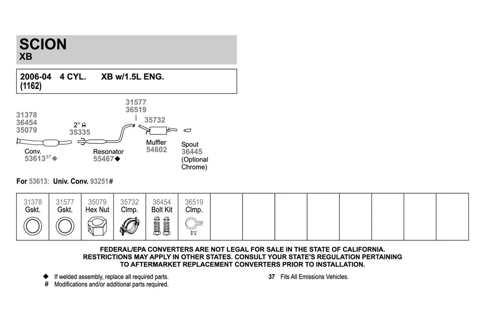 For Scion xB 2004-2006 Walker Aluminized Steel V-Band Clamp Foto 3 de 4