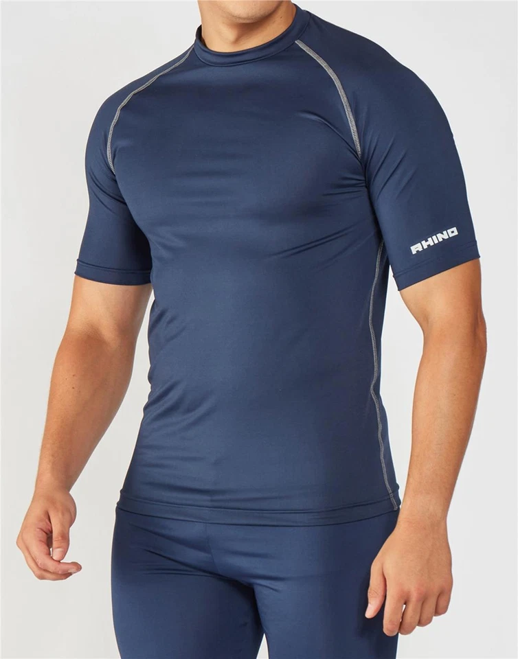 Top de compresión Rhino para hombre capa base manga corta secado rápido deportes gimnasio fitness Foto 4 de 4
