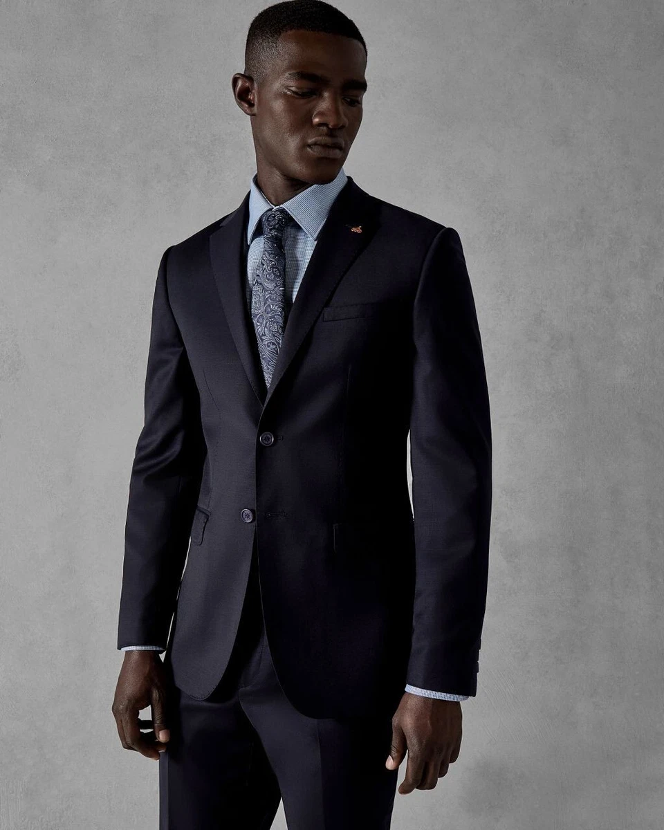 NWT Ted Baker Men s Performance Plain Suit Jacket Navy Blue Wool
