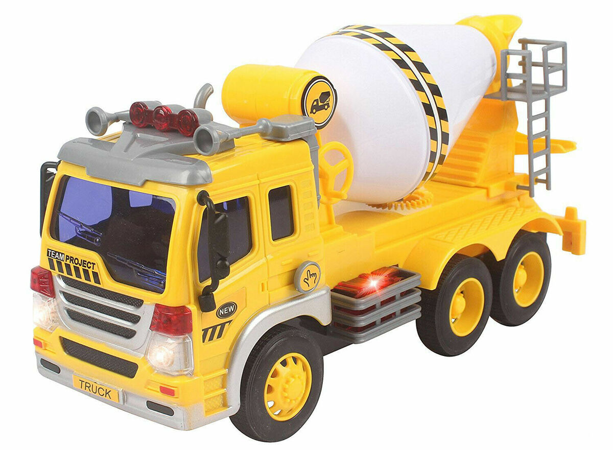 Friction Powered Cement Mixer Truck Toy With Lights And Friction Powered Cement Mixer Truck Toy With Lights And