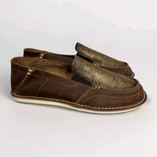 RANK 45 Amberlin Textured Print Leather Moc Toe Pull On Shoe Womens Size 10