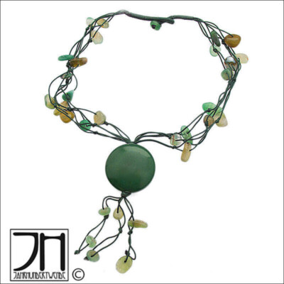 Vintage Jade Halskette Stein Kette grün geknüpft geknotet china necklace