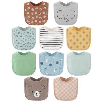 Neutral Color Baby's 10 Pack Set Cotton Terry Bibs Feeding - Main Image