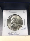 1958-D  FRANKLIN SILVER HALF DOLLAR GEM UNC COIN