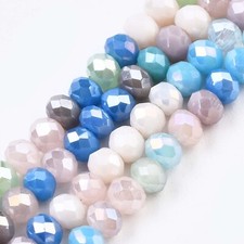 1Strand Faceted Rondelle Colorful Electroplate Glass Beads Strands 3.5x3mm 14.8"