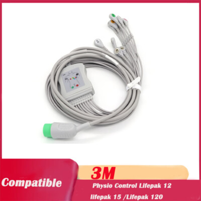 1Pcs 10 lead ECG/EKG Cable 3M Fit For Medtronic Physio Control Lifepak 12/15/120