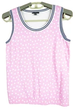 TALBOTS Women Thin Lightweight Stretch Comfy Cotton Rayon Knit Tank Top Dot PP